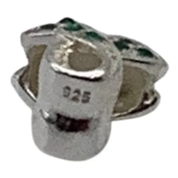 Charmed Craft 925 Sterling Silver Ribbon Pendant Green Crystals Cancer Awareness - Picture 2 of 8